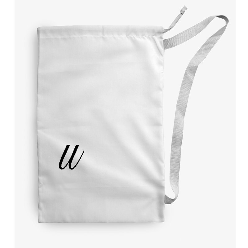 Fabric Laundry Bag with Handles, Medium (36" H x 28" W), White/Black