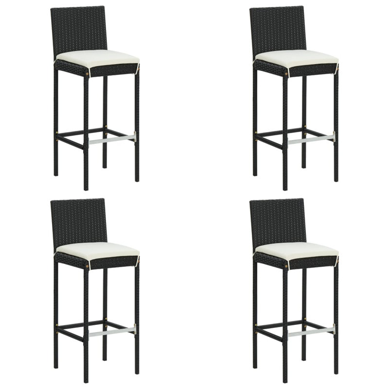 Tabouret de bar avec coussin 29,92 po Cowgill, Cadre noir / coussin blanc