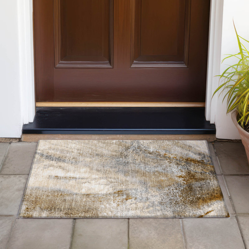 Kyrie Washable Abstract Indoor / Outdoor Rug, Rectangle 1'8" x 2'6"