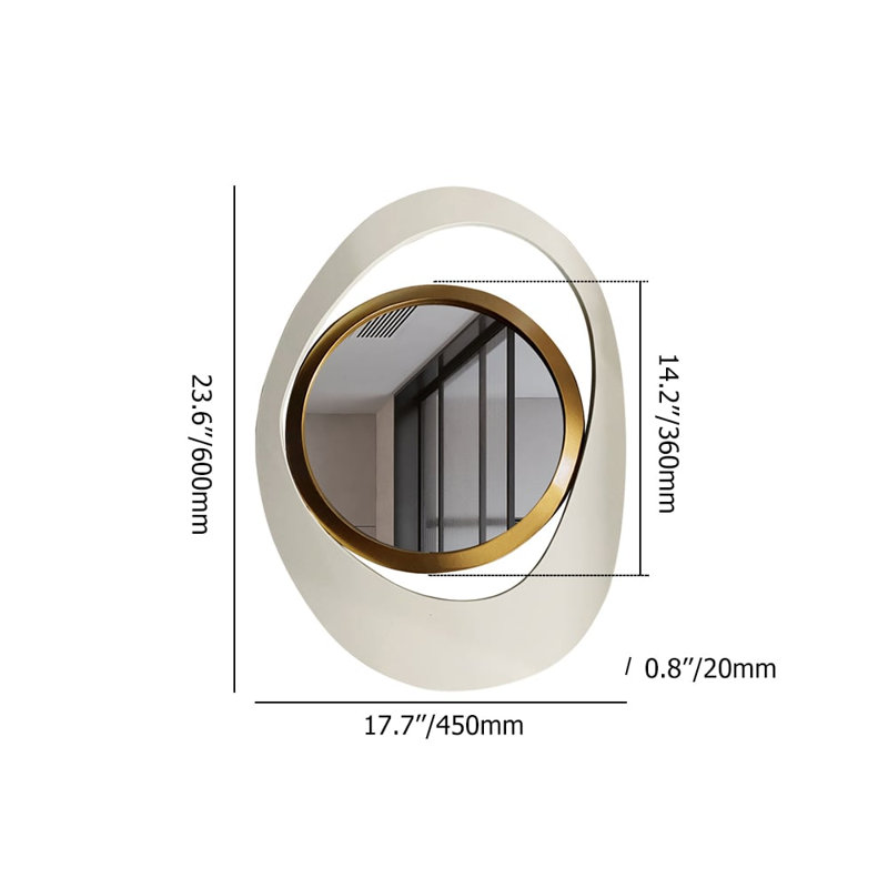 Iron Framed Wall Accent Mirror in Gold/White