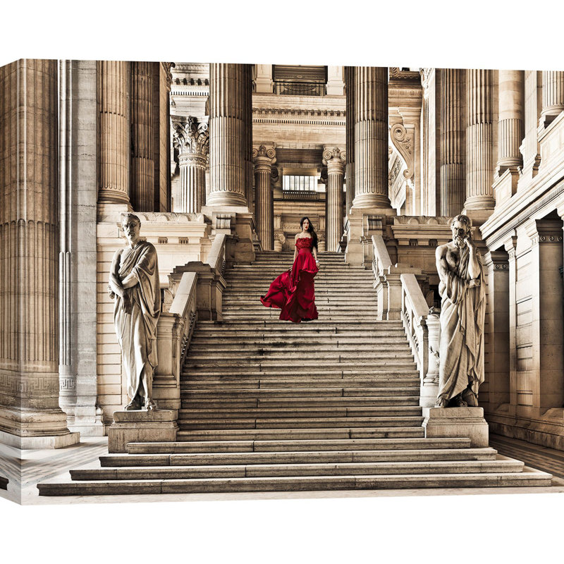 3AP6114 Dame à l'escalier 1 Piece Wrapped Canvas Wall Art, 60cm H x 80cm W x 4cm D