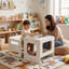 Ensemble de table et de chaises pour tout-petits Montessori, hauteur réglable en bois pour 1 à 3 ans