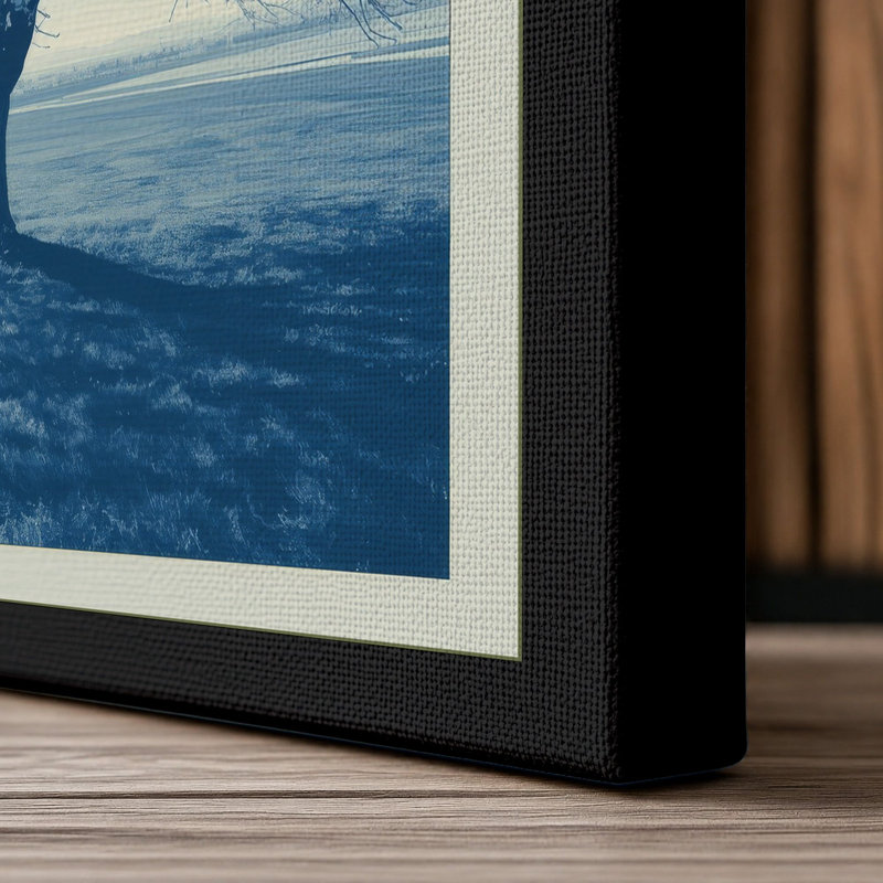Solitary Winter Tree Scandinavian - Wrapped Canvas, 30x20 - 76.2 x 50.8 cm, Black Border