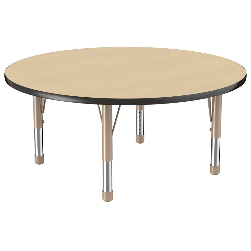Table ronde à hauteur réglable, 48", Érable / noir / sable, Épais