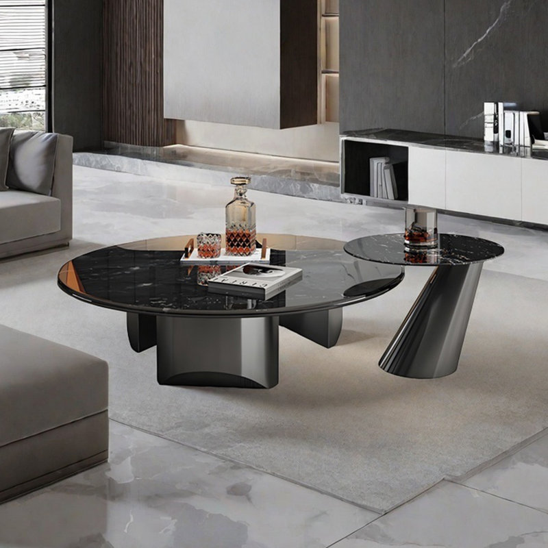 Table basse ronde en pierre supercristalline