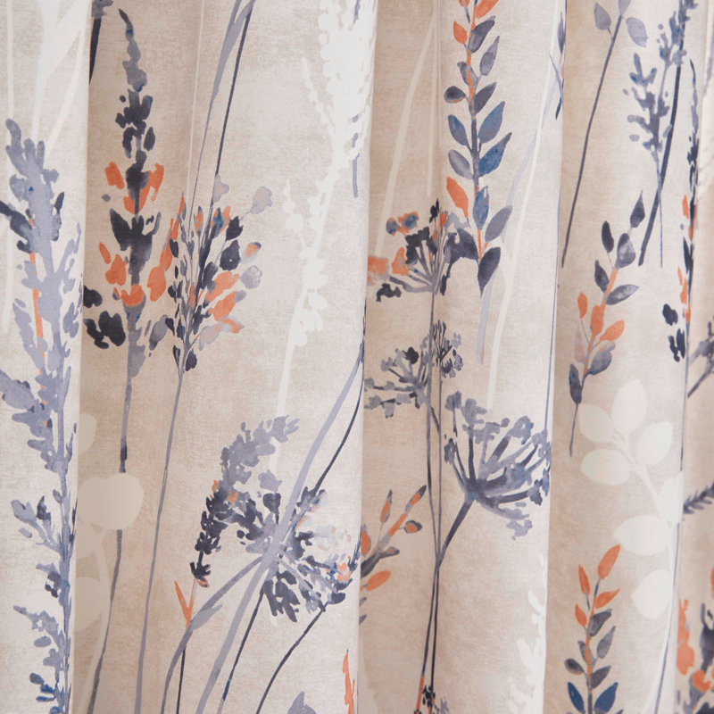 Wild Stems Semi Sheer Curtain Pair, Blue