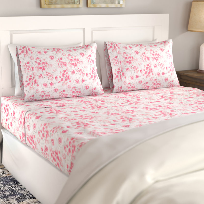 Airlia Floral Sheet Set, King, Red