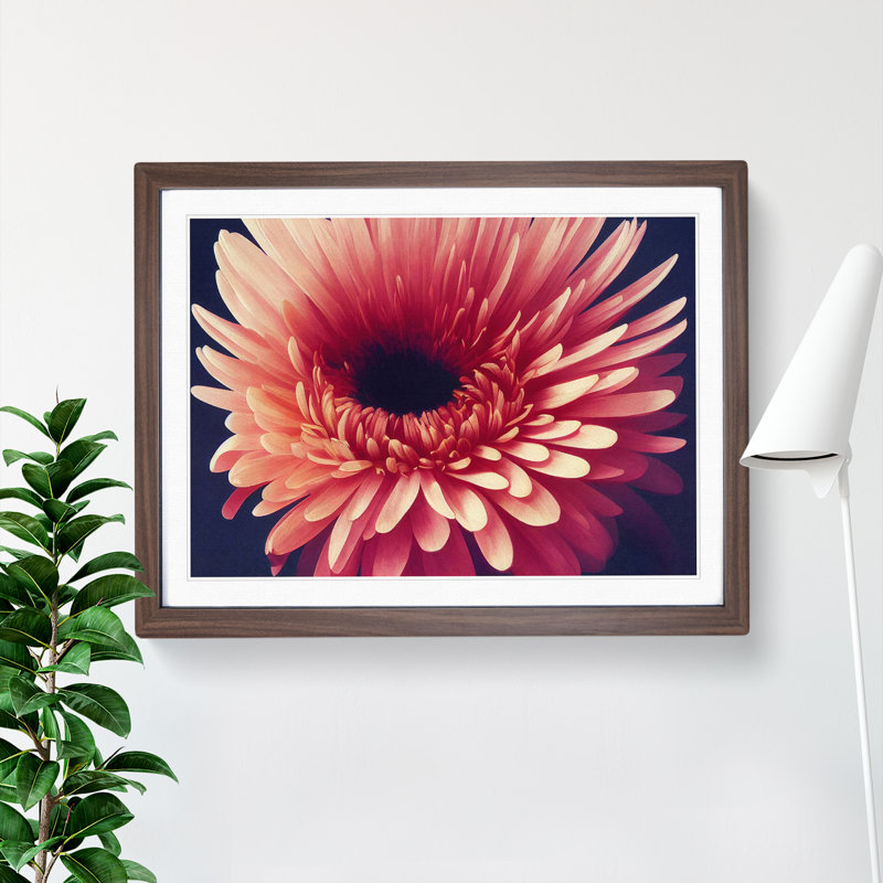 Inspiring Chrysanthemum Flower - Framed Print, 46cm H x 64cm W x 2cm D, Walnut