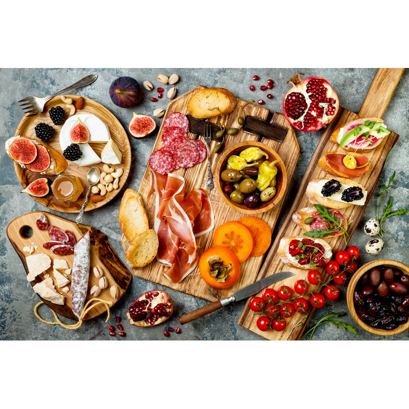 Appetizers Table by Sveta_zarzamora - Wrapped Canvas Print, 30cm H x 46cm W x 3.8cm D