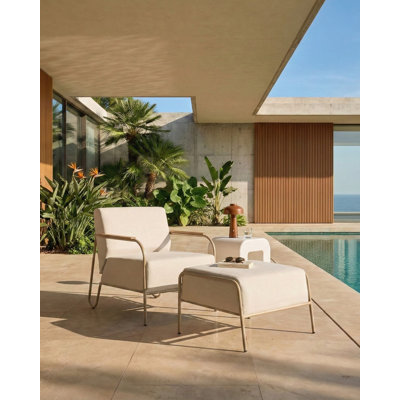 Garden Chair NIMIS with Ottoman Light Beige