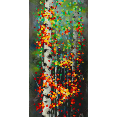 Colorful dotted leaves birches - 15.75"x31.50" Desk mat