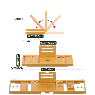 Plateau de baignoire en bambou extensible de qualité supérieure avec tablette et support à vin, accessoire de baignoire spa, cadeau idéal pour les couples et les femmes