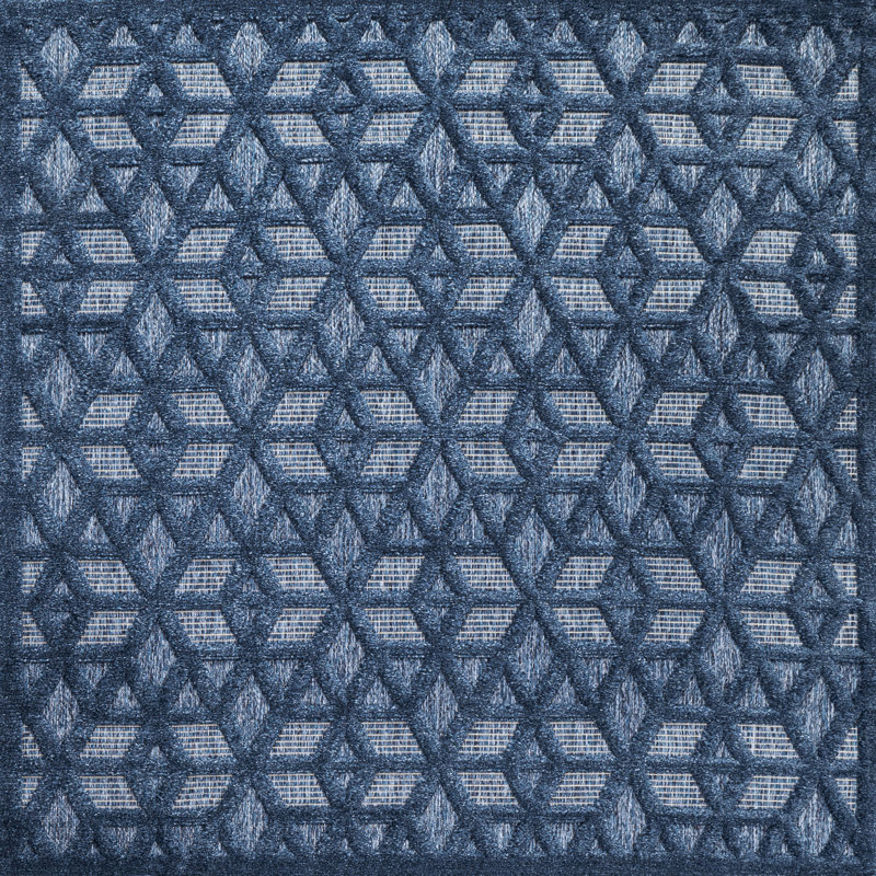 Tapis intérieur / extérieur bleu marine Arionna, Carré 5 pi 3 po