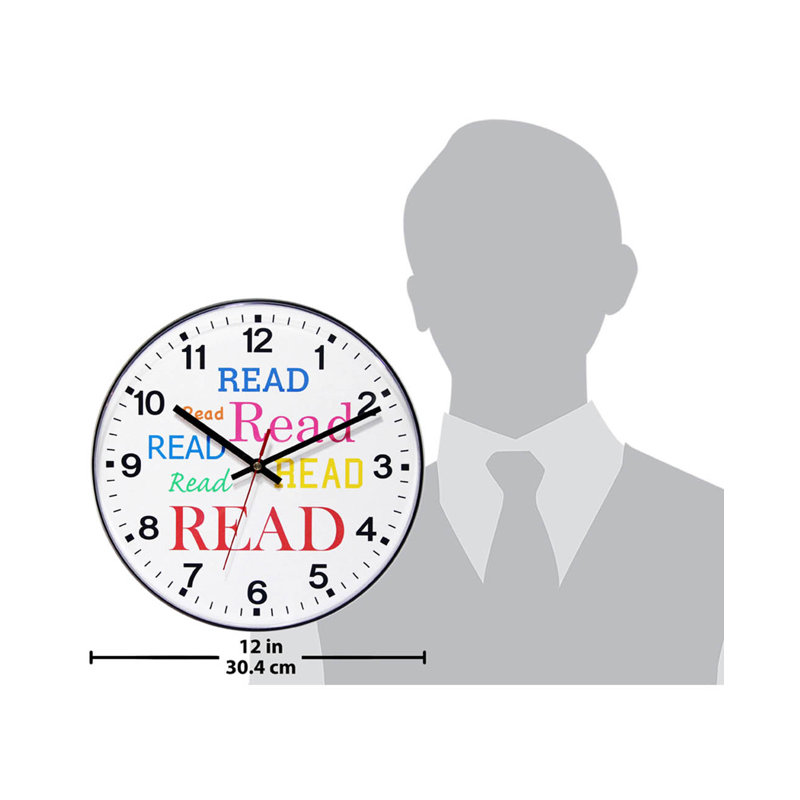 Horloge murale ronde en plastique 12 pouces