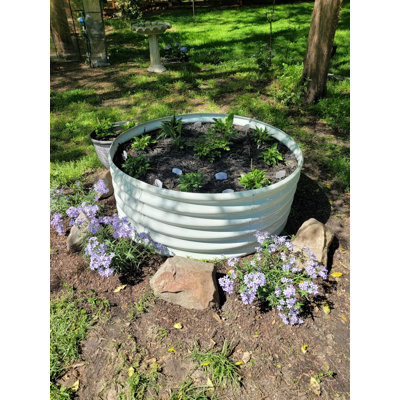 Jardinière ronde surélevée Anleolife 120 x 45 cm, blanc antique