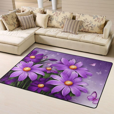 Tapis lavable en flanelle antidérapante pour chambre ou salon, 61 x 91 cm