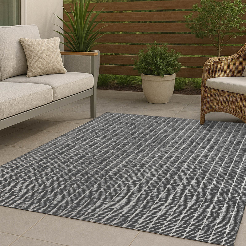 Ricky Row Non-Slip Outdoor Rug, Rectangle 5' x 7'