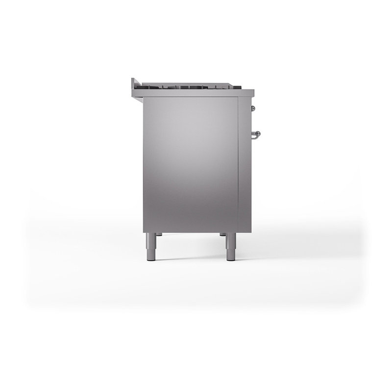 Cuisinière à double combustible ILVE Nostalgie II Series 48 po avec 5 brûleurs scellés, plaque de cuisson et table française (propane liquide, porte pleine)