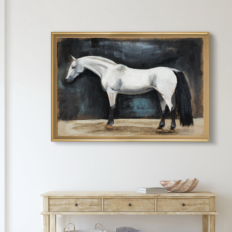 «Équitation études VI», cadre photo, impression sur toile, Doré, H 26,5 po x l 36,5 po x P 1,5 po