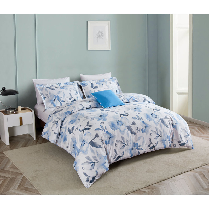 Kristlaug Cotton Sateen Floral Duvet Cover, King Duvet Cover