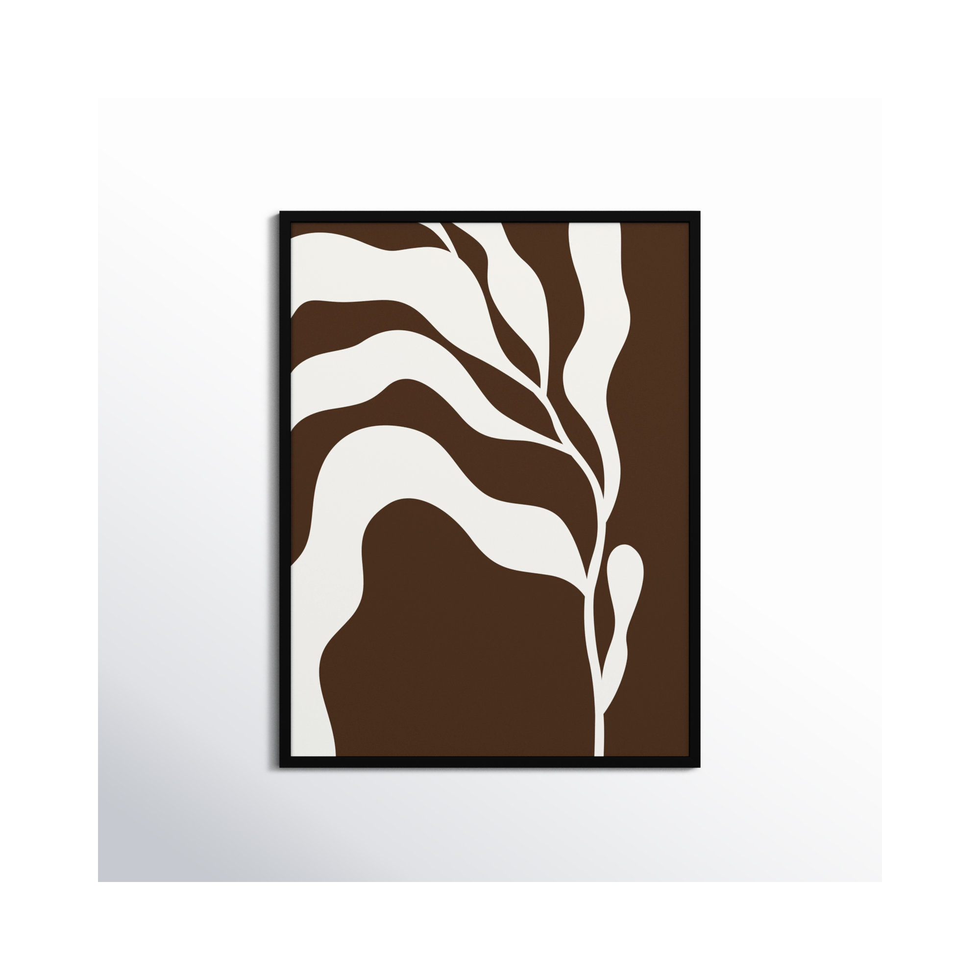 Retro Matisse Inspired Abstract Botanical 2 Brown, 41" H x 31" W x 1" D, Black