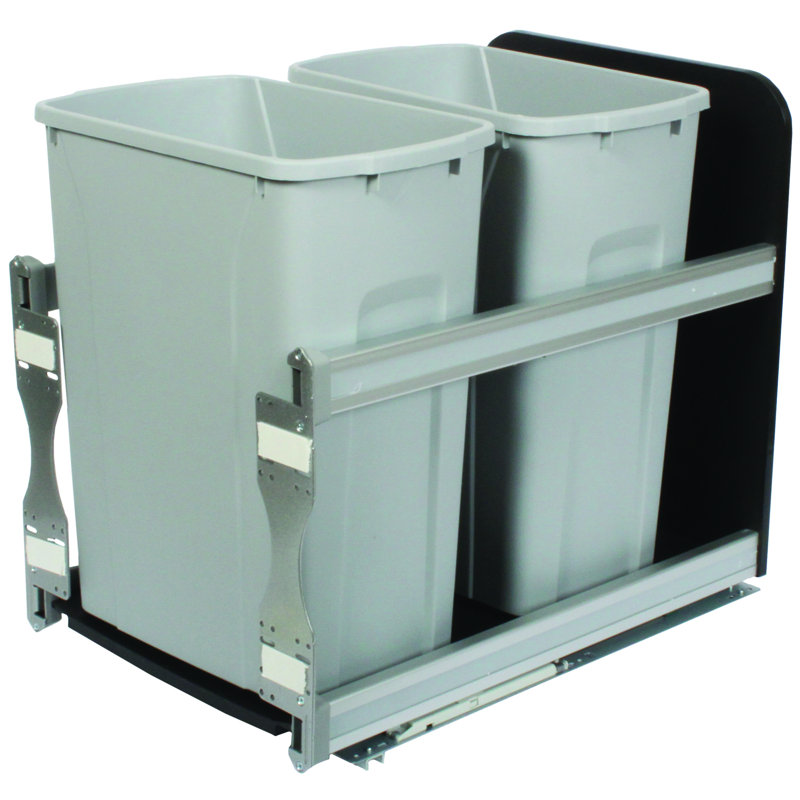 Plastic Open Pull Out Trash Can - 0.75 Gallons, Platinum