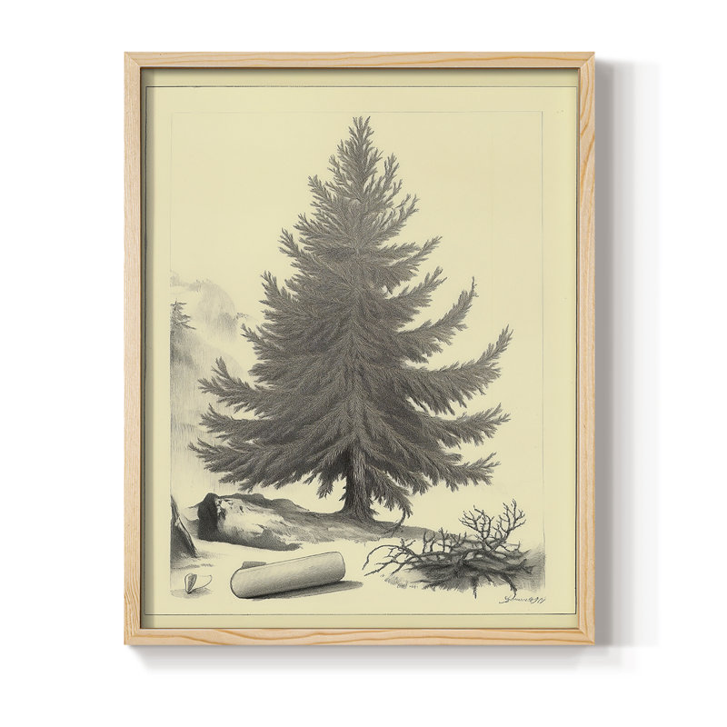 «Christmas Holiday Art», reproduction encadrée Lxxxv - bois massif, Naturel, H 15 po x l 12 po