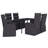 Garden Dining Set Black PE Rattan, Powder-Coated Steel, Glass