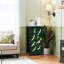Commode 4 tiroirs pour chambre à coucher, commode étroite, plateau en bois et structure de bureau en fer 18 po x 37,5 po (lxH) - avec grues blanches sur fond vert