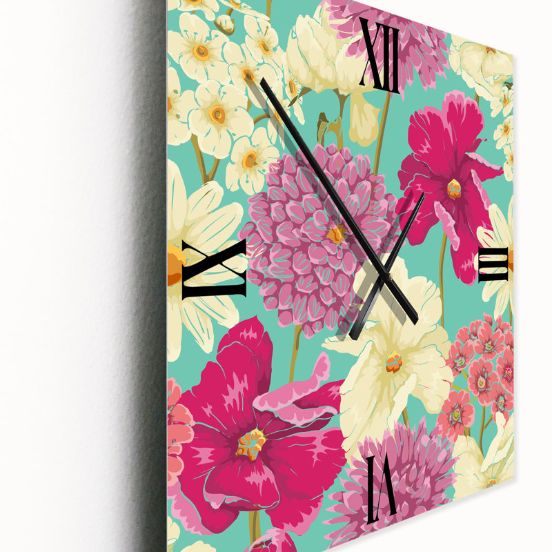 Horloge murale rétro rose et jaune, Petit