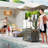 Wicker Pool Float Storage Organizer, PE Rattan Pool Float Holder With Basket Shelf Towel Bars, Rolling Pool Caddy For Floaties, Noodles, Life Vests, Beach Balls, Mixed-Gray-530316205