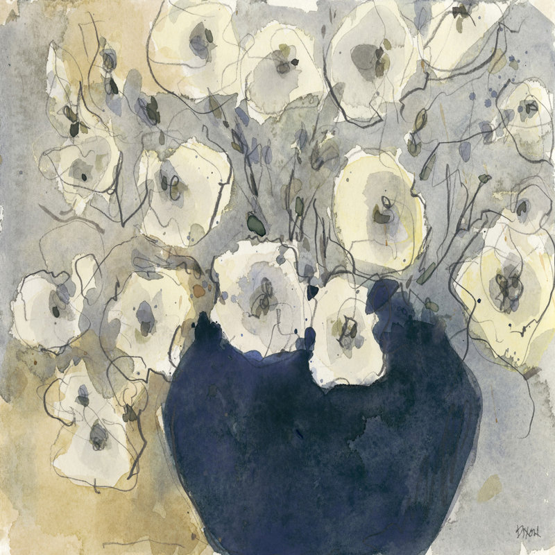White Blossom Study I 1 Piece Painting, 122cm H x 122cm W x 4cm D, Wrapped Canvas