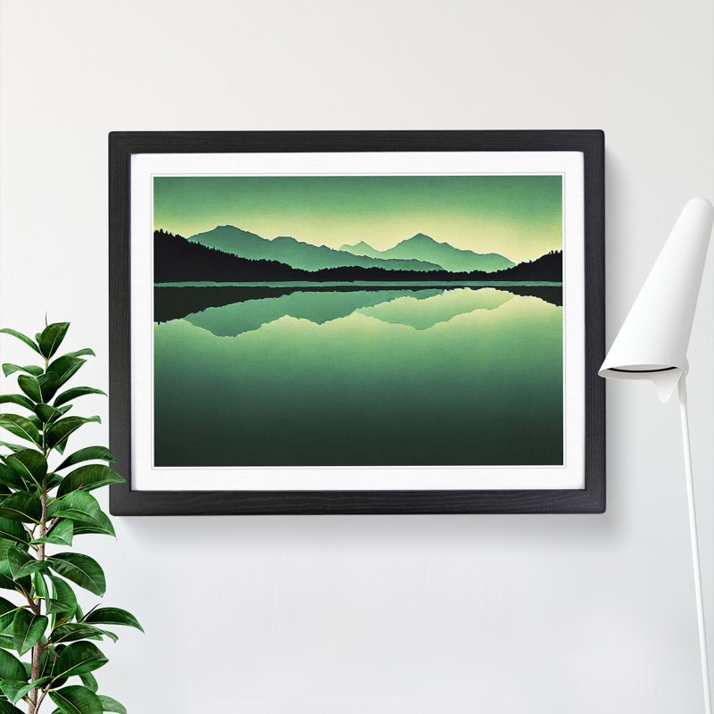Mountain Lake Reflections - Single Picture Frame Print, 34cm H x 46cm W x 2cm D, Black Framed