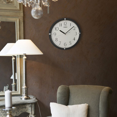 QHA007JLH Wall Clock, Black Matte