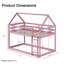 Lit superposé simple au-dessus de simple en bois massif avec échelle, en forme de maison-129416607