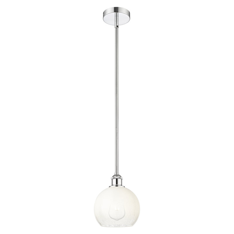 Edison - Brookhaven Globe - Mini-luminaire suspendu avec tige 8 po 1 lumière, Chrome poli, Opal