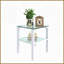 Table basse 2 pièces en verre trempé blanc pour petits espaces, table d'appoint de salon / chambre à coucher facile à nettoyer-121048849-121048848