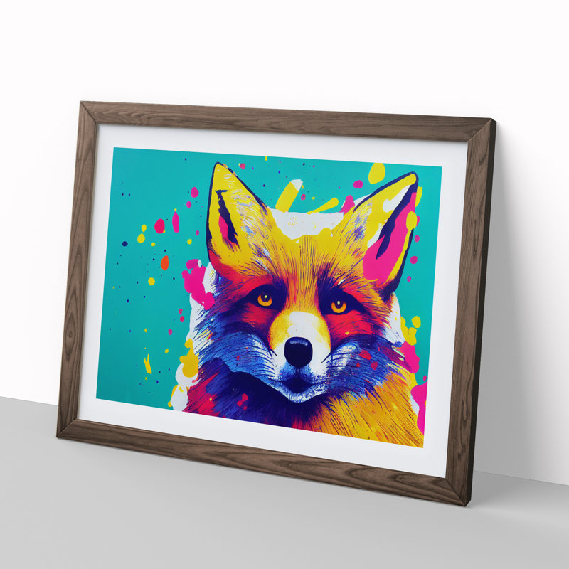 Fox Splashed Vol.5 Abstract 1 Piece Single Picture Frame Wall Art, 34cm H x 46cm W x 2cm D, Walnut