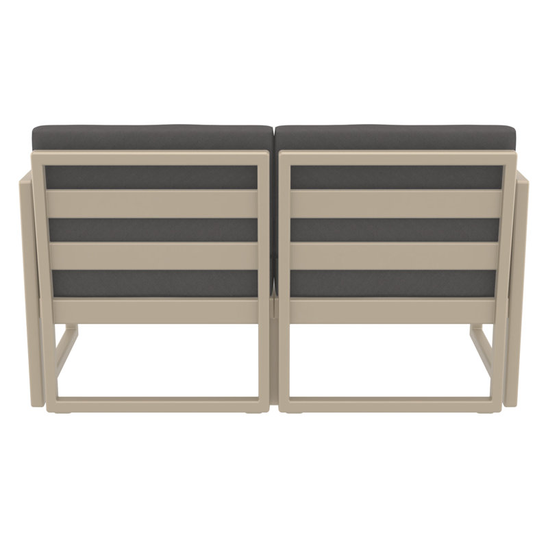 Lane 58'' Wide Straight Loveseat with Cushions, Canvas Charcoal Sunbrella® Canvas, Taupe