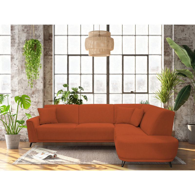 Vecellio 4 Seater Corner Sofa , Orange, Right facing