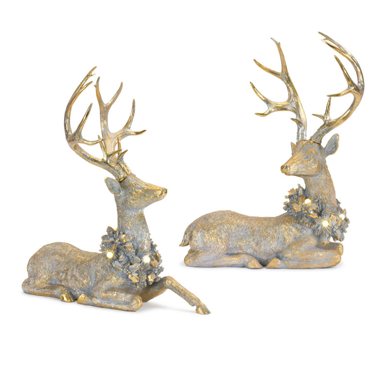 Ensemble de cerfs en résine 2 pièces