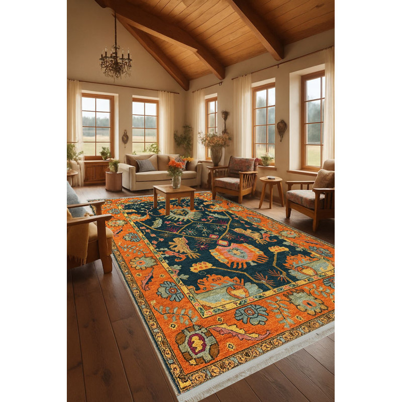 Tapis beige tissé traditionnel Mosso, 4 pi 11 po x 9 pi 10 po