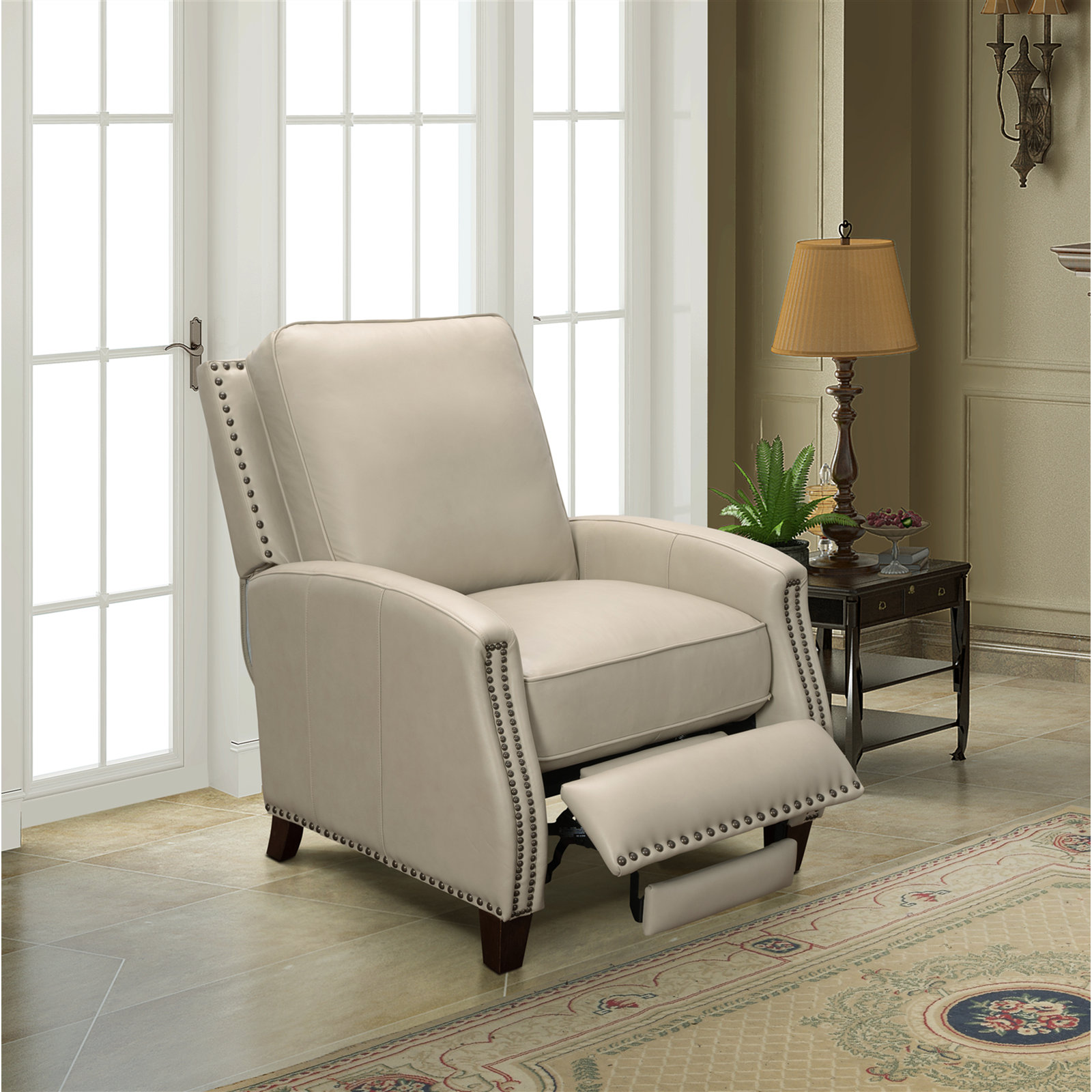 Llewellyn 31" Wide Leather Manual Standard Recliner, Shoreham Cream Top Grain Leather