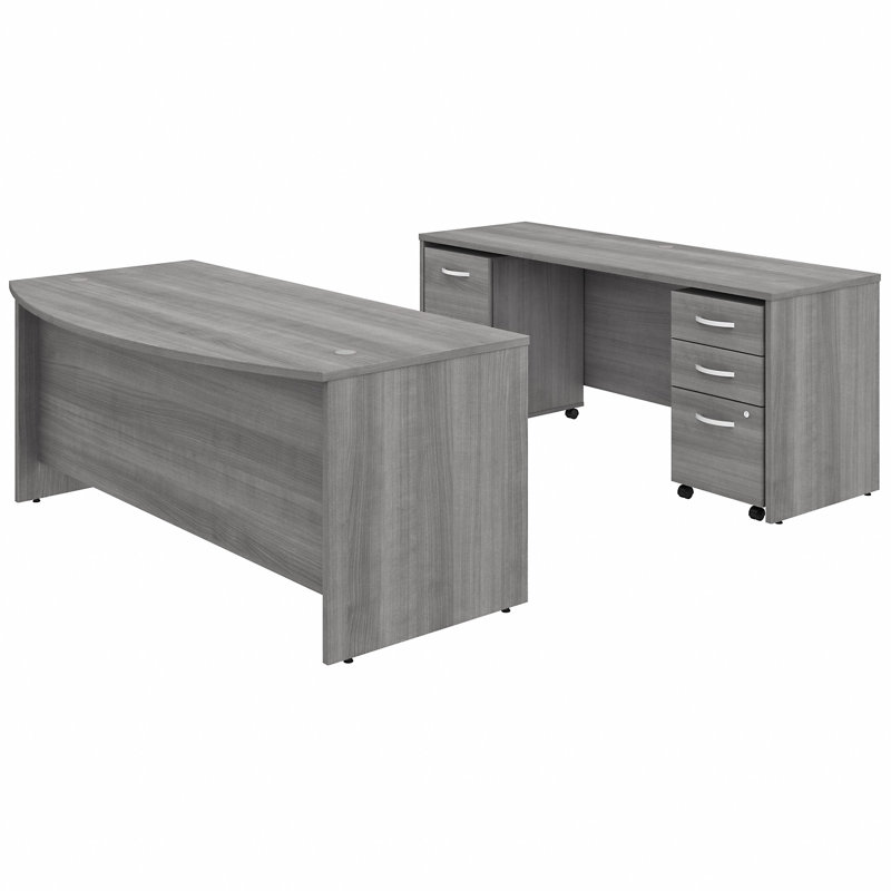 Bureau à l'avant et crédence Studio C 72 po x P 36 po avec classeur Studio C, Gris platine / gris platine