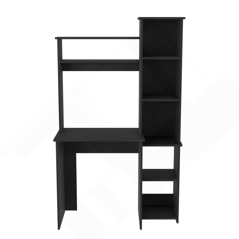 Bureau Logan, cinq casiers, finition noire, Noir