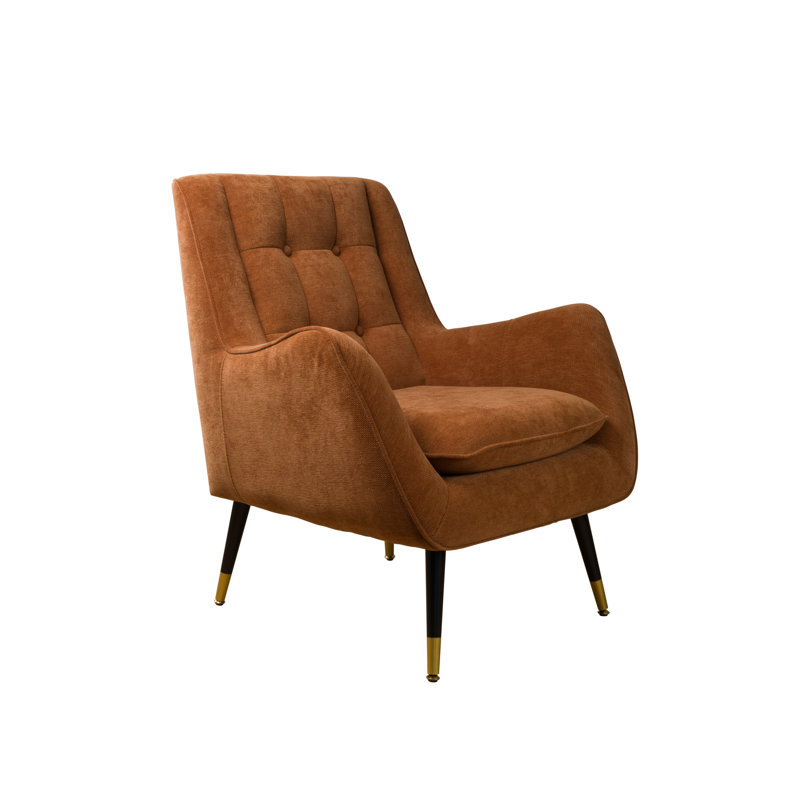 Brianne 30.31'' W Tufted Upholstered Accent Armchair, Caramel Linen Blend