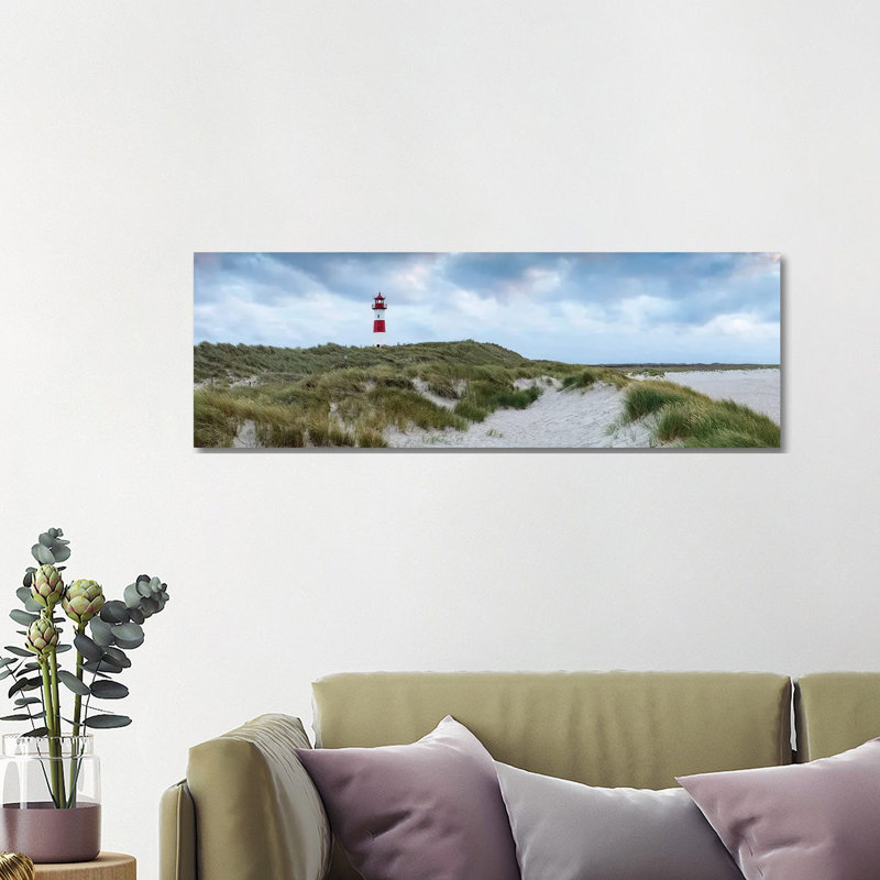 Panoramic View Of The Lighthouse List Ost, Sylt, Schleswig-Holstein, Germany by Jan Becke - Wrapped Canvas Panoramic Print