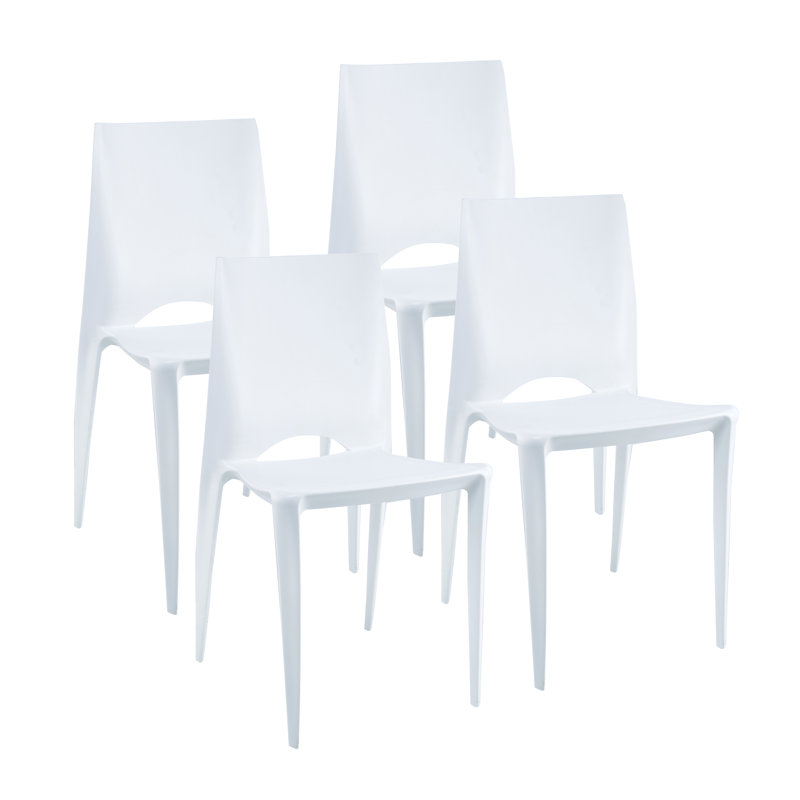 Chaise d'appoint empilable Benja, Blanc, 4
