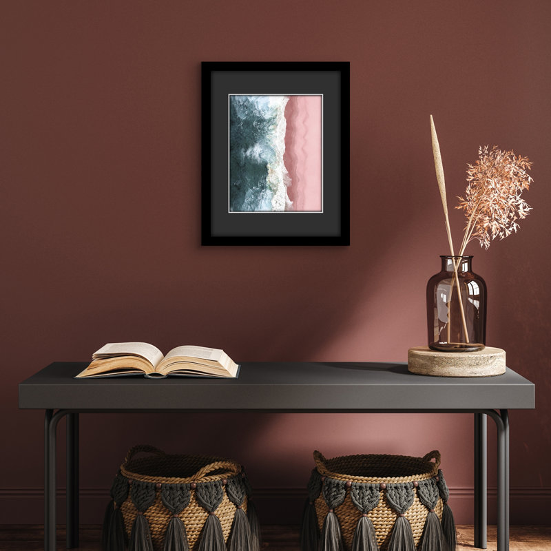 Cadre photo avec passe-partout noir et bois d'ingénierie avec verre blanc résistant aux chocs, 11 po x 14 po