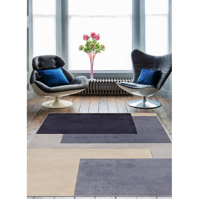 Chanpreet Stacks Cream/Blue Area Rug, Rectangle 200 x 290cm